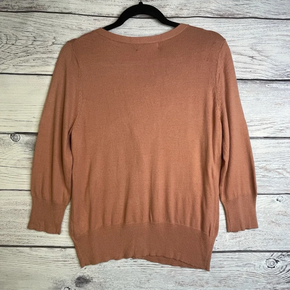 Mossimo Peach Orange Color Sweater Women's Size Large 3/4 Sleeves Button Up NWT - Picture 2 of 9